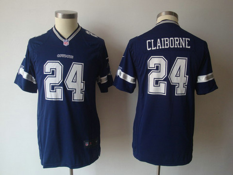 Nike Blue Dallas Cowboys 24 Claiborne Youth Game NFL Jerseys